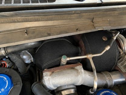 Three-layer turbo blankets for Ford 6.4 Powerstroke diesel