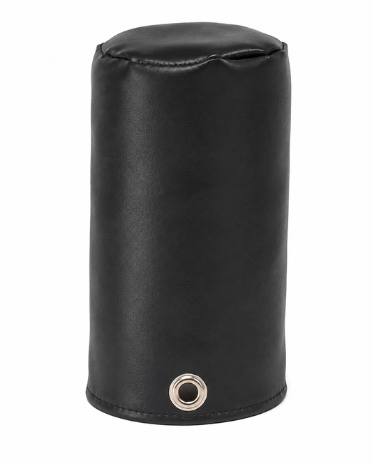 Black marine-grade exhaust stack cover for diesel truck